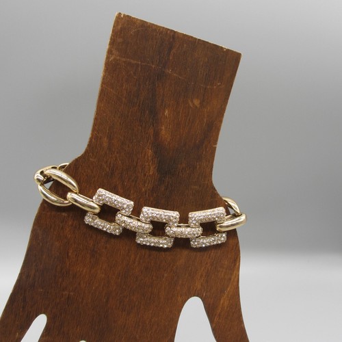 J. Crew Armband Kristall Strass Gold erzählt Quadrat Oval Glieder 7 Zoll