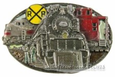 Vintage 1986 C J Railroad Train Engine Locomotive Belt Buckle