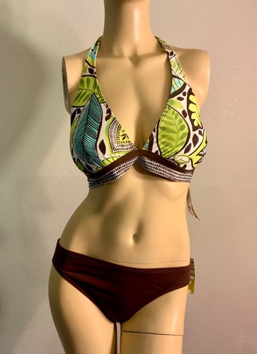 2Bamboo bikini sets women’s swimsuit tribal floral print halter hipster NWT - Picture 3 of 7