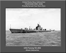 USS Tunny SS 282 Personalized Canvas Submarine Photo Print Navy Veteran