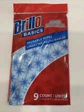 Brillo Basics 9 Reusable Wipes Multi-Use for Cleaning Kitchen Bath Windows