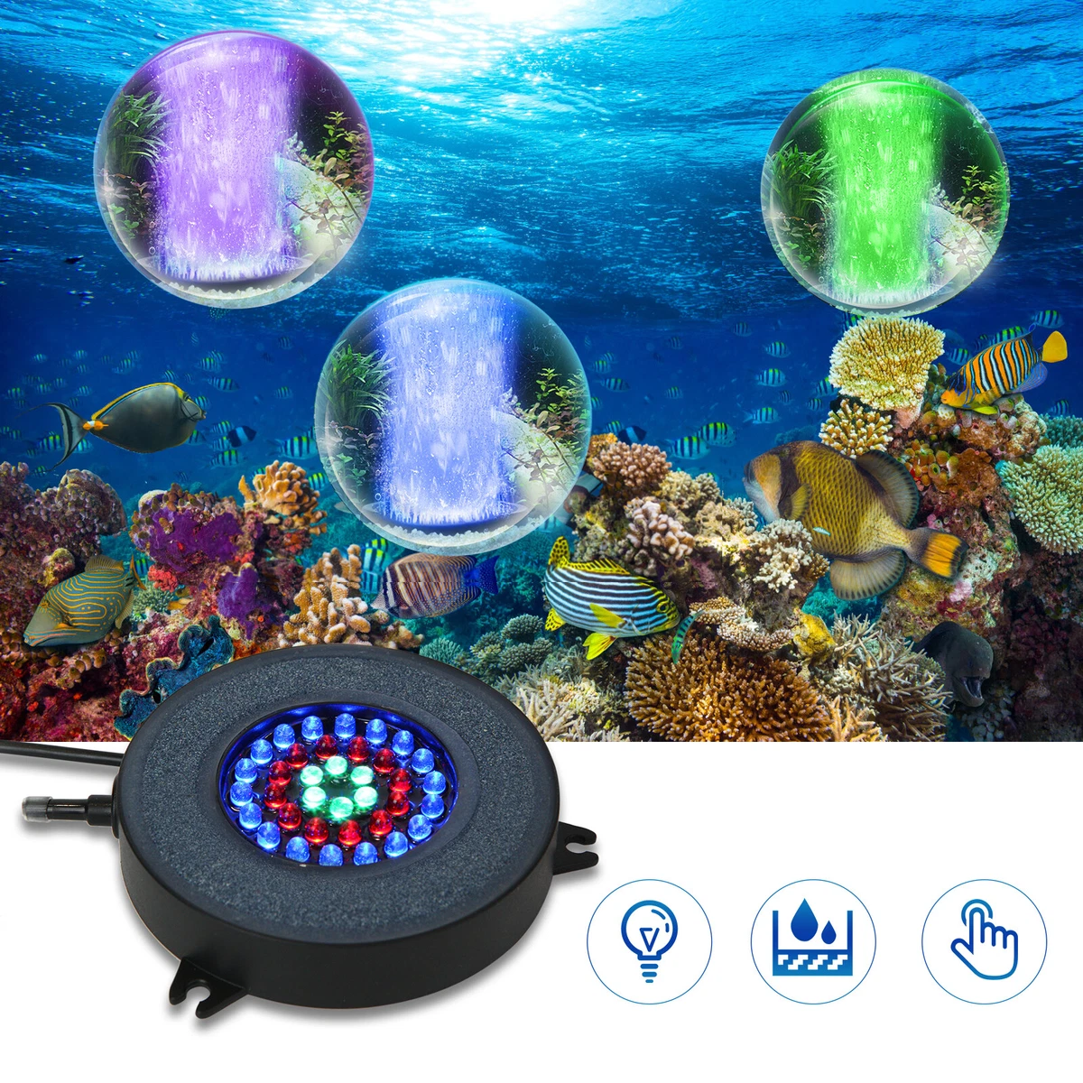 9 LEDs Aquarium Bubble Light, Submersible Fish Tank LED Air