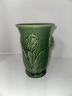 Vintage 8” McCoy Pottery Tulip Flower Green Glaze Vase USA Made