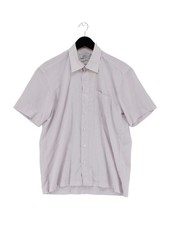 Pierre Cardin Men's Shirt M Purple Checkered 100 Cotton Basic