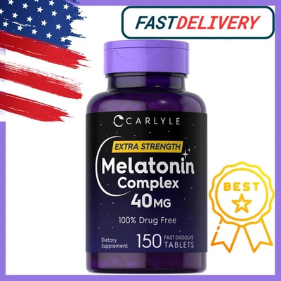 #ad Carlyle Melatonin 40mg Complex 150 Fast Dissolve Tablets Extra Strength Support $18.39