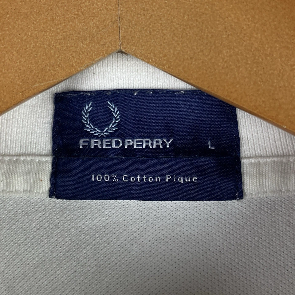 Camisa Polo Fred Perry De Colección Para Hombre Camiseta de Lujo Clásica Y2K Blanca Talla L Foto 4 de 4