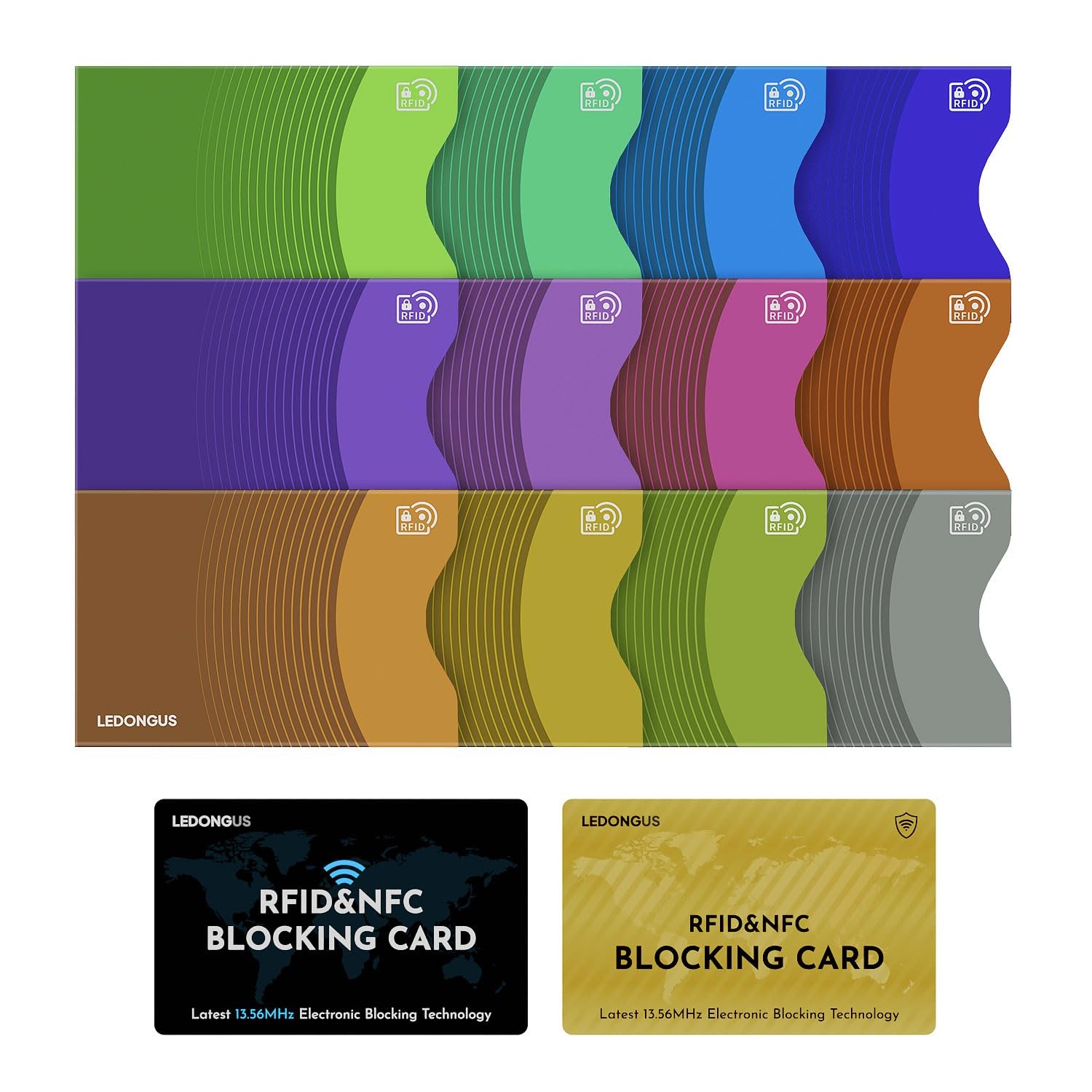 RFID Blocking Card Sleeves 12-Pack with 2 Cards for Credit Card Protection