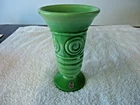 RARE FENTON CHAMELEON GREEN SLAG ART DECO OPTIC CIRCLE VASE