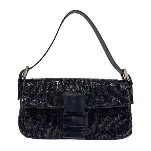 FENDI Baguette Black Beads Shoulder Bag