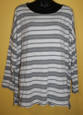 Pure Jill 1x Woman Knit Gray White Striped Super Soft Drop Shoulder Long Slvs J.