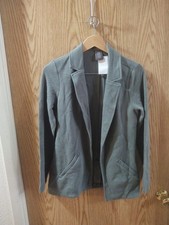 Matty M Brown Knit Sweater Boyfriend Blazer Size S Dark Sage Pockets Jacket NWT