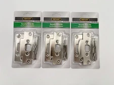 (3 PACK) Defiant Security Door and Deadbolt Strike Kit Satin Nickel w/ Hardware