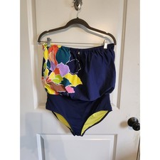 Anne Cole Bandeau Blouson One Piece Swimsuit - Size 14