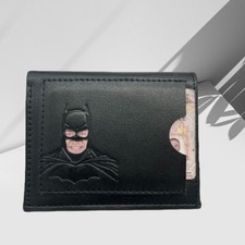 Leather Bat ID Wallet For Men Card Holder Wallet Cutout Superhero Face Mask Gift