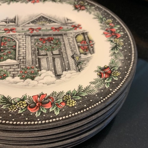8 piatti insalata Royal Stafford Christmas Home 8 3/8" Made in Burslem England - Foto 6 di 10