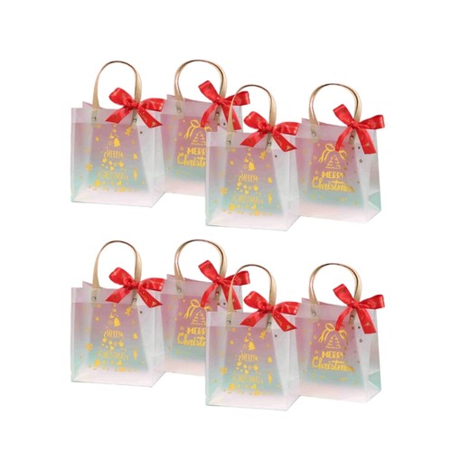 Pack Of 8 Transparent Christmas Gift Bags Storage Pouches for Holiday Presents - Picture 4 of 10