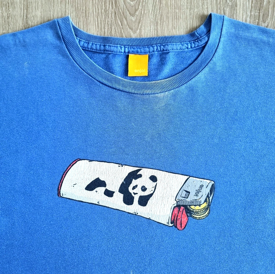 Vintage ENJOI Skateboard Shirt L Skate Bic Lighter Smoke Zippo Panda Cartoon Pop - Image 3 of 4