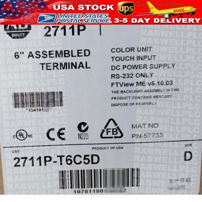 1PC New AB 2711P-T6C5D PanelView Plus 600 Factory Seal Fast Shipping US Free Tax