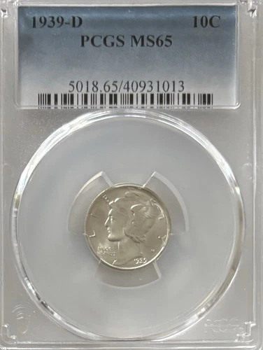 1939-D Mercury Dime 10C PCGS MS-65 Gem BU Silver Denver Mint Coin #556