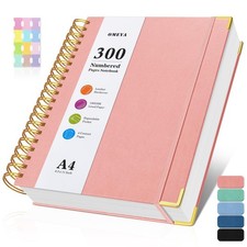 Spiral Notebook 8.5" x 11", 300 Numbered Pages Notebooks College Ruled with C...