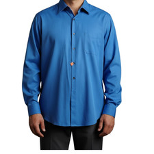 CLEARANCE... Perry Ellis Portfolio Blue Dress Shirt 100% Cotton Size 17.5, 34-35