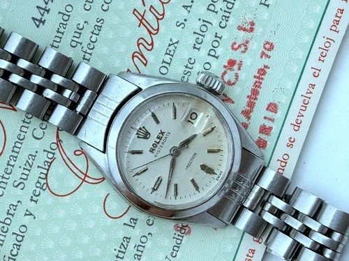 1961 ROLEX Oysterdate Precision 6406 w Papers Stainless Steel Original Dial RUNS