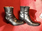 Frye black leather ankle boots straps harness 2.5" heels zip size 8.5b Women’s