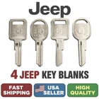 Jeep J Key Blank Set 4 OEM Logo Keys Ignition Door Wrangler Cherokee Wagoneer