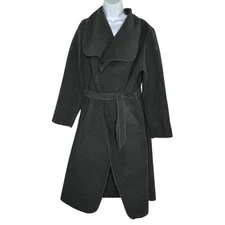 Made in Italy OS Charcoal Long Duster Jacket Belted Trench Coat