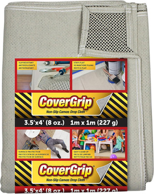 Quick Drop 8 Oz Canvas Safety Drop Cloths, 3.5' x 4', 6-Pack