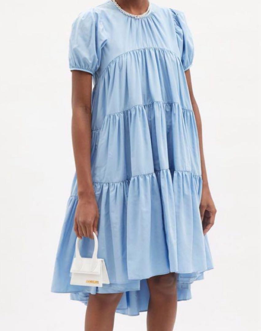 Cecilie Bahnsen Tiered Short Sleeve Dress Light Blue | eBay