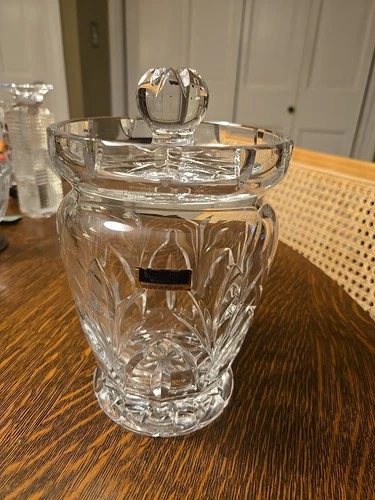 Vntg Marquis by Waterford Crystal Biscuit Candy Jar with Lid Signed