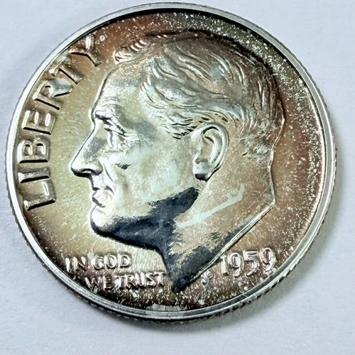 1959 PROOF~Roosevelt Dime~LOW Mintage~90% Silver~Great Details Free Ship #7518