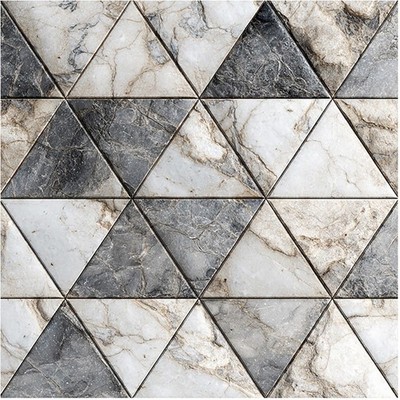 Peel and Stick Vinyl Flooring, 12x12 Inch Geometric Triangle Marble-Look, Sel...