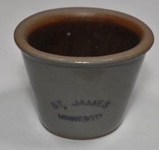 Vintage St James MN Minnesota Souvenir Stoneware Jug Crock Toothpick Holder