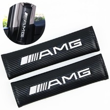AMG Mercedes Car Seat Belt Cover Safety Shoulder Strap Cushion Pad Carbon Fiber
