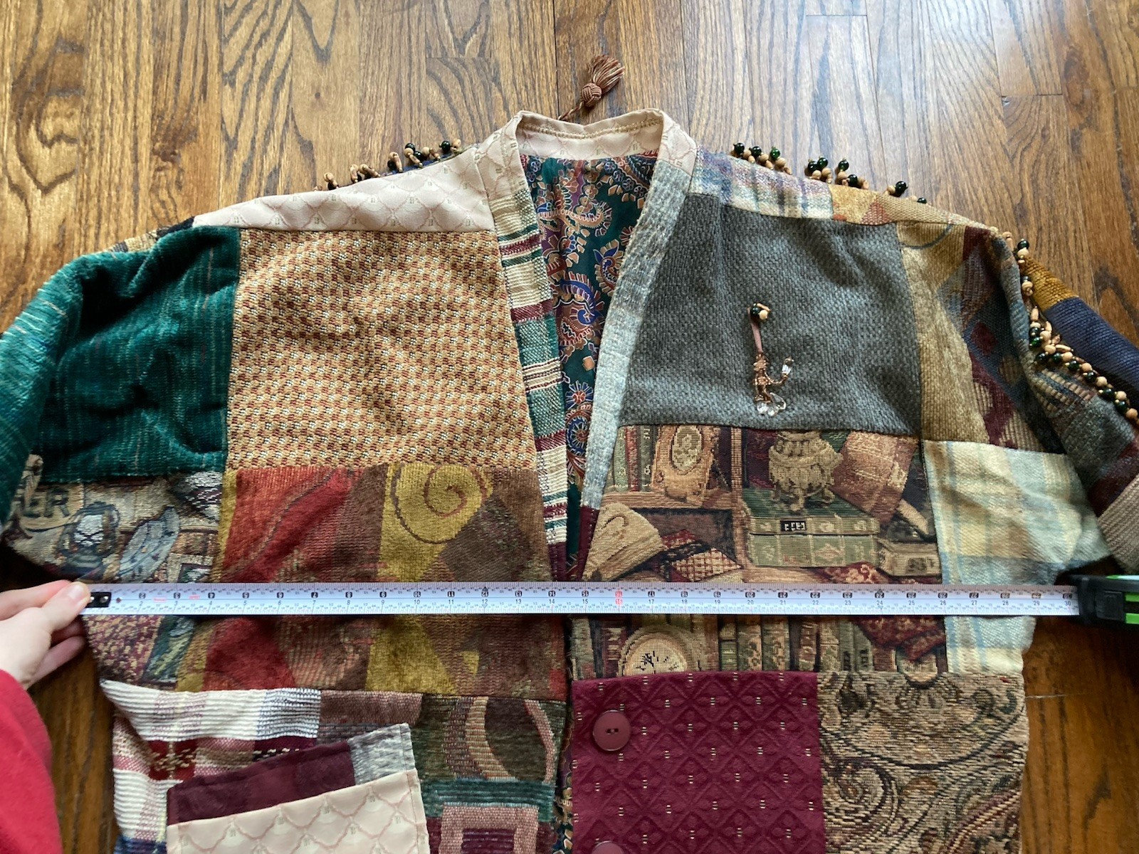 VTG Handmade Quilt Jacket Patchwork Boho Embellis… - image 8