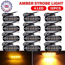 12x 4 LED Amber Recovery Strobe Flashing Grille Light Lightbar Truck Beacon Lamp