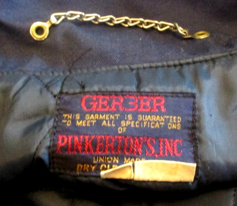 VTG Pinkerton Security Service Blue Jacket Coat Original Buttons Fur Collar 42R - Image 3 of 4
