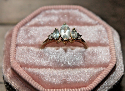 White Topaz Gold Plated 925 Silver Ring Size 7 by STS Karis