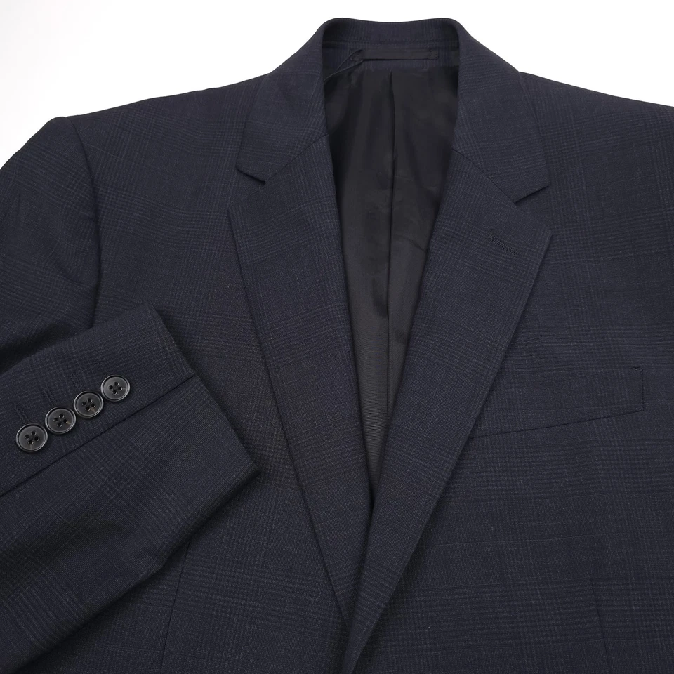 $595 Theory Chambers Navy Blue Tonal Plaid Suit Jacket Blazer Mens Size 36S - Image 2 of 4