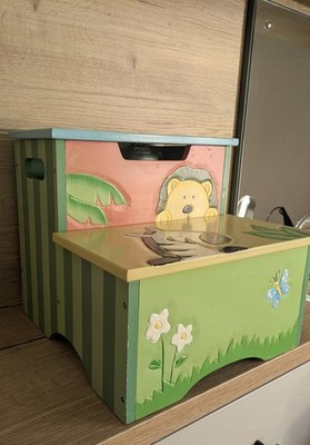 Teamson Kids Holz Safari Friends Aufbewahrung Tritthocker Kindermöbel