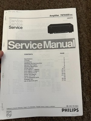 Philips 70FA920 Service Manual *Original* SM12