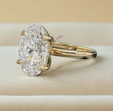 3.00 Ct Oval Lab Grown Diamond Ring 14k Yellow Gold Solitaire Handcrafted