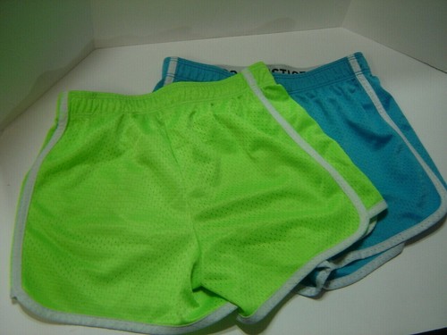 2 Pair JUSTICE Active Girls Shorts Running Athletic Shorts Blue & Green SZ 8 - Picture 2 of 12