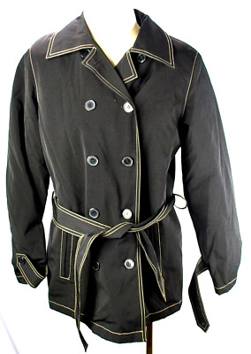 ESPRIT Black Short Trench Pea Coat Lined Women Size S  SMALL  EUC