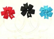 3 Personalized Hairbows Lot, Girls Monogram, Black, Turquoise, Red - Initial S