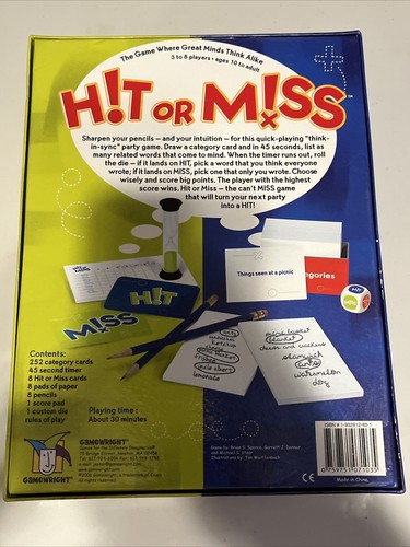 Hit or Miss Fun Party Brettspiel von Gamewright 2006 vollständig - Bild 2 von 6