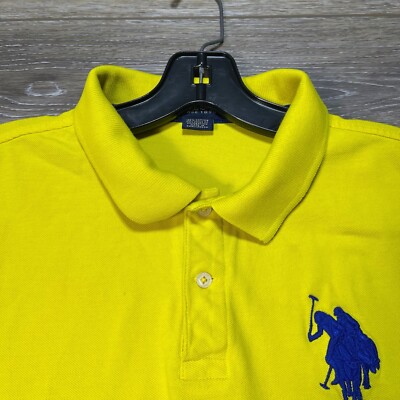 yellow polo shirt with blue horse