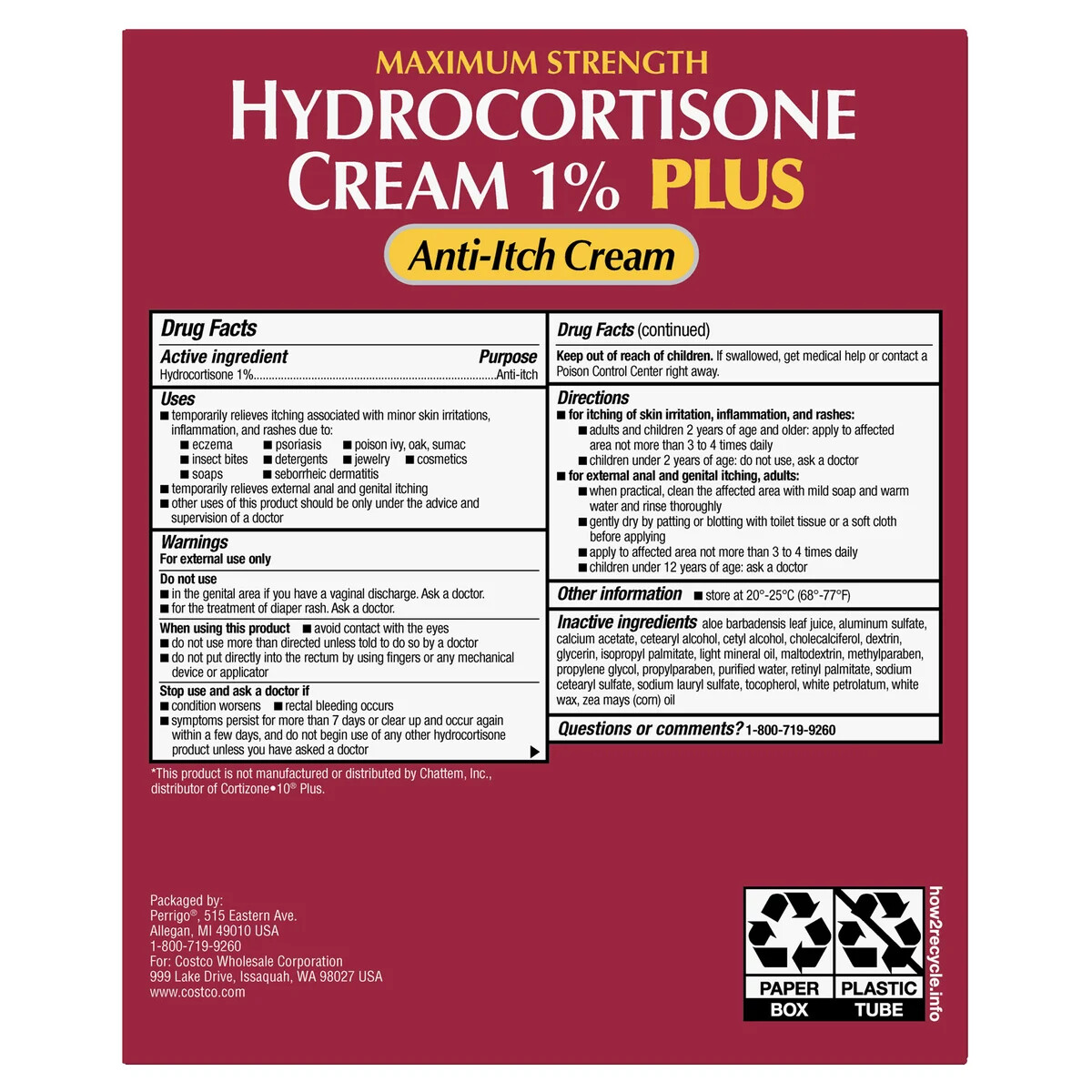 Kirkland Hydrocortisone 1% Plus Anti-Itch Cream 8 oz &ndash; Compare to Cortizone 10